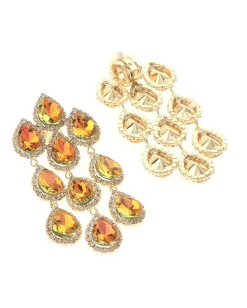 Long Crystal Clip-On Earrings