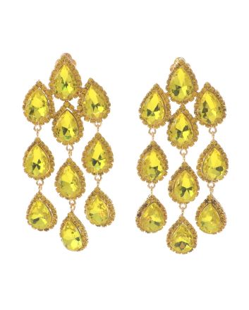 Long Crystal Clip-On Earrings