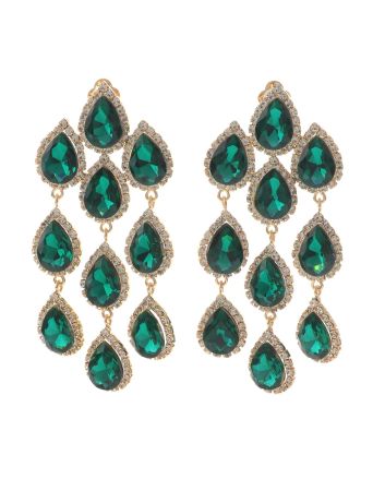 Long Crystal Clip-On Earrings