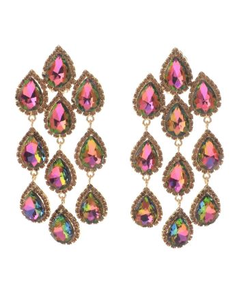 Long Crystal Clip-On Earrings