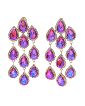 Long Crystal Clip-On Earrings