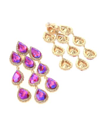 Long Crystal Clip-On Earrings