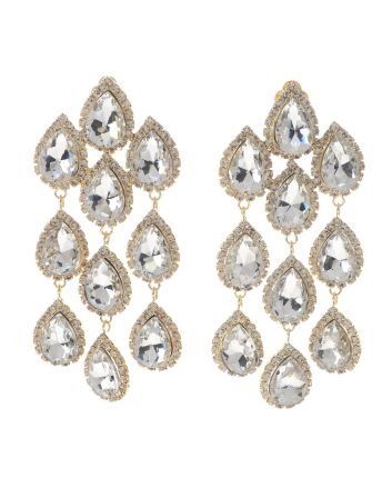Long Crystal Clip-On Earrings