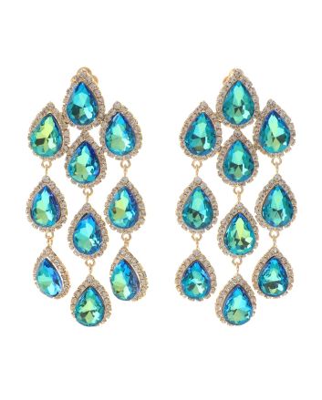 Long Crystal Clip-On Earrings