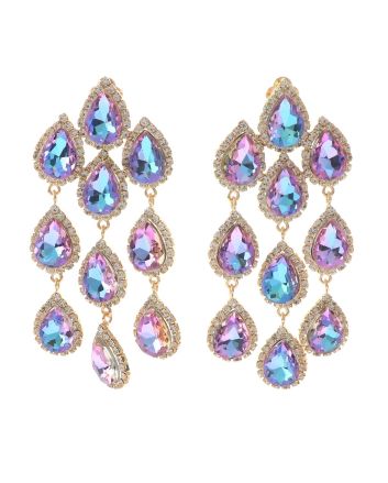 Long Crystal Clip-On Earrings