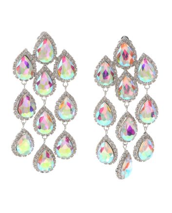 Long Crystal Clip-On Earrings