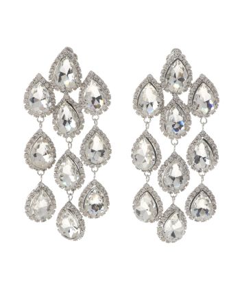 Long Crystal Clip-On Earrings