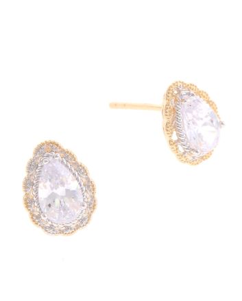 Plated CZ Post Earrings