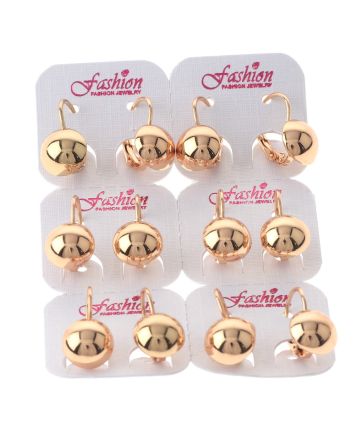 Gold Plated Earrings / 6 Pairs