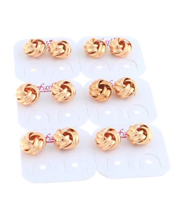 Plated Stud Earrings / 6 PC