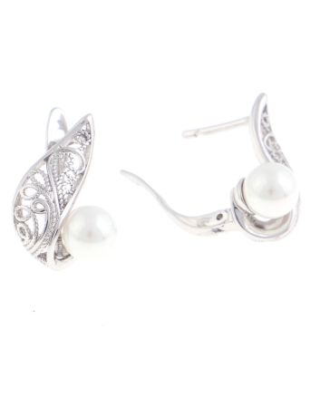 Rhodium Plated Stud  Earrings