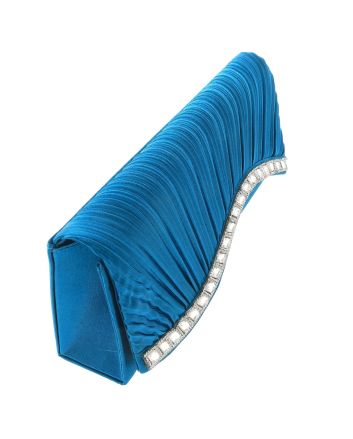Waved Rhinestone Satin Evening Bag