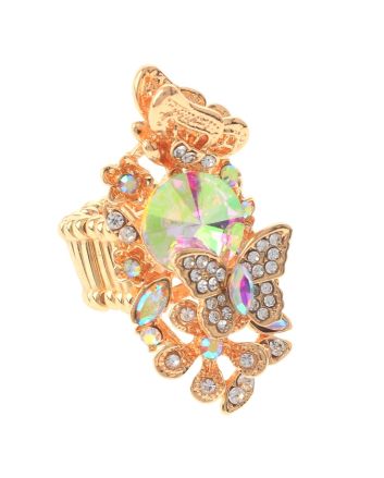 Crystal Butterfly Elastic Ring