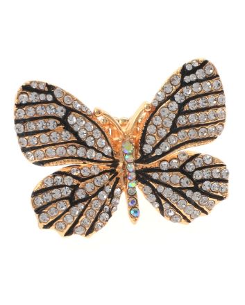 Large Crystal Butterfly Stretch Ring