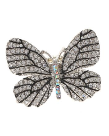Large Crystal Butterfly Stretch Ring