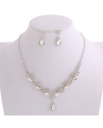 Rhinestone Necklace Earring Set