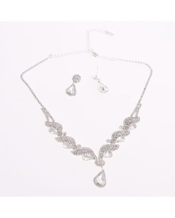 Rhinestone Necklace Earring Set