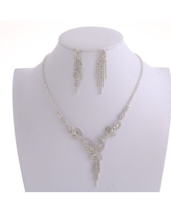 Rhinestone Necklace Earring Set