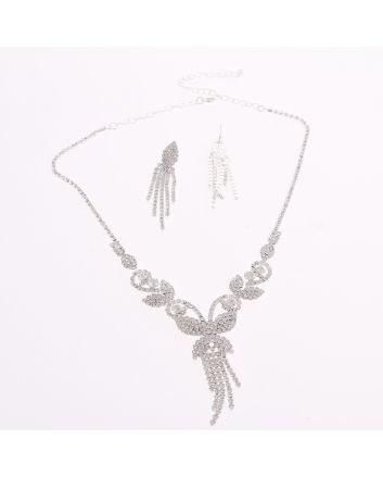 Rhinestone Necklace Earring Set