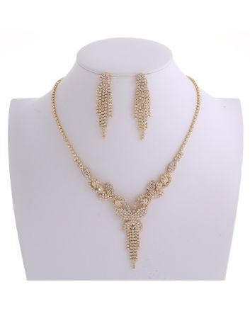 Rhinestone Necklace Earring Set