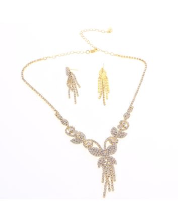 Rhinestone Necklace Earring Set