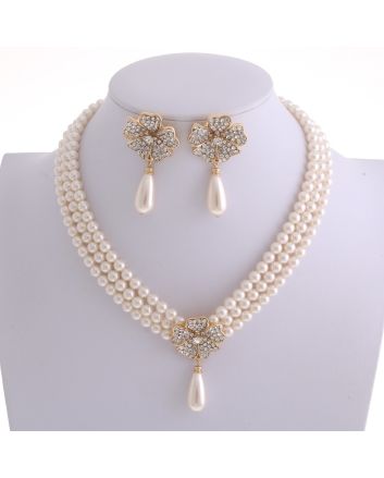 Pearl Necklace Earring Set