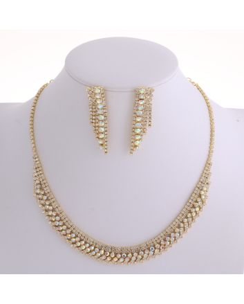 Rhinestone Necklace Earring Set