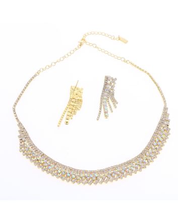 Rhinestone Necklace Earring Set