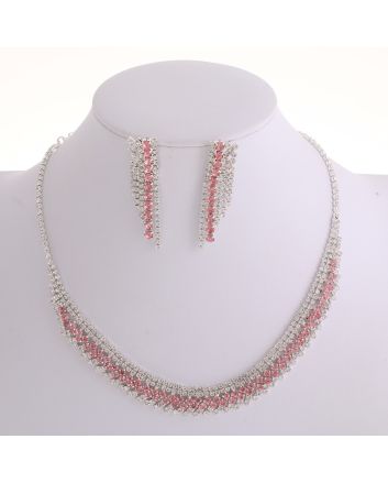 Rhinestone Necklace Earring Set