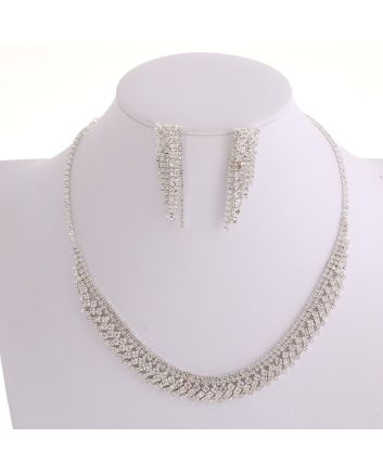Rhinestone Necklace Earring Set