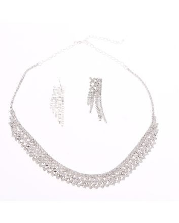 Rhinestone Necklace Earring Set