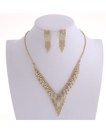 Rhinestone Necklace Earring Set