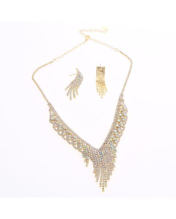 Rhinestone Necklace Earring Set
