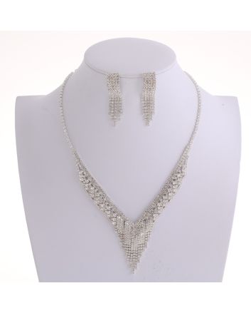 Rhinestone Necklace Earring Set