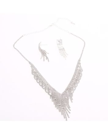 Rhinestone Necklace Earring Set