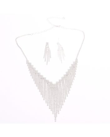 Rhinestone Necklace Earring Set