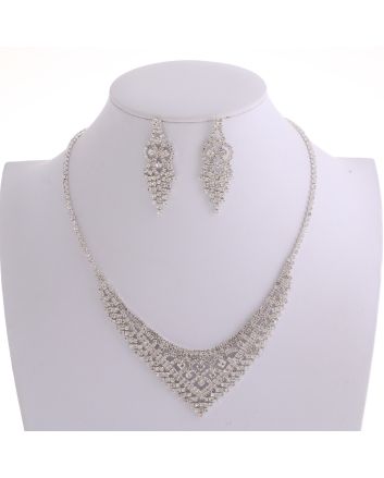 Rhinestone Necklace Earring Set