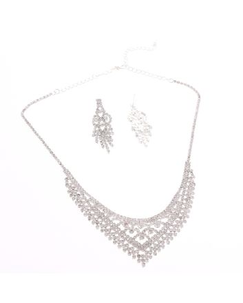 Rhinestone Necklace Earring Set