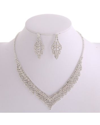 Rhinestone Necklace Earring Set