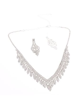Rhinestone Necklace Earring Set