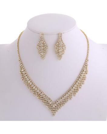 Rhinestone Necklace Earring Set