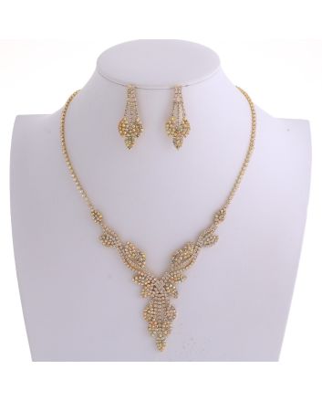 Rhinestone Necklace Earring Set