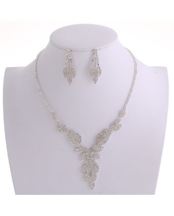 Rhinestone Necklace Earring Set