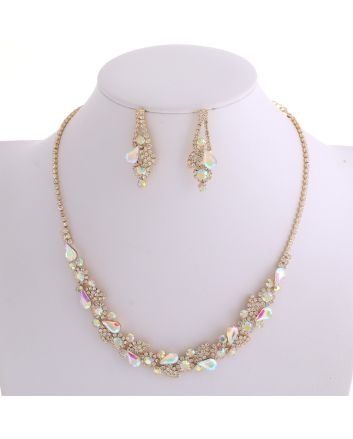 Rhinestone Necklace Earring Set