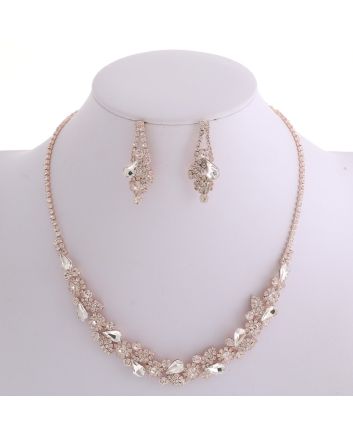 Rhinestone Necklace Earring Set