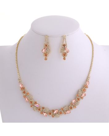 Rhinestone Necklace Earring Set