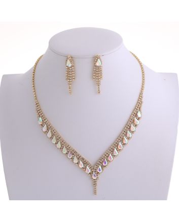 Rhinestone Necklace Earring Set
