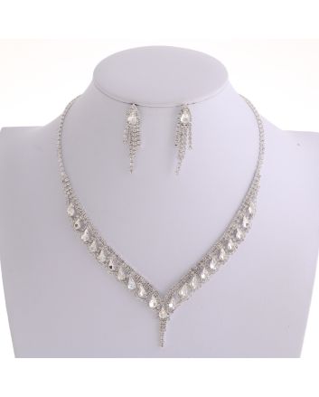 Rhinestone Necklace Earring Set