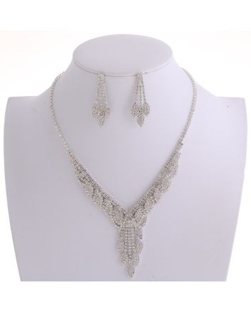 Rhinestone Necklace Earring Set