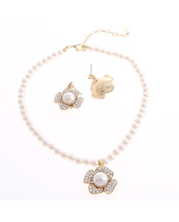 Pearl Necklace Earring Set